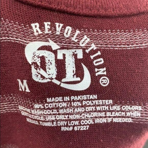 OT Revolution Men's Burgundy White Striped Short Sleeve Shirt Size Medium - Picture 7 of 7